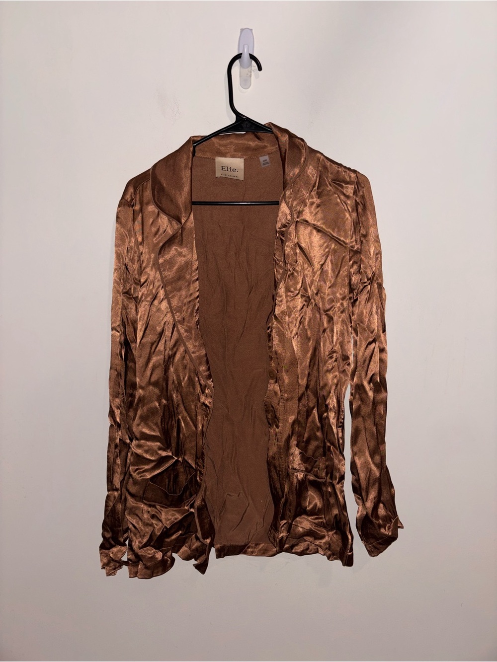 Elie Tahari Copper Satin Open-Front Blazer